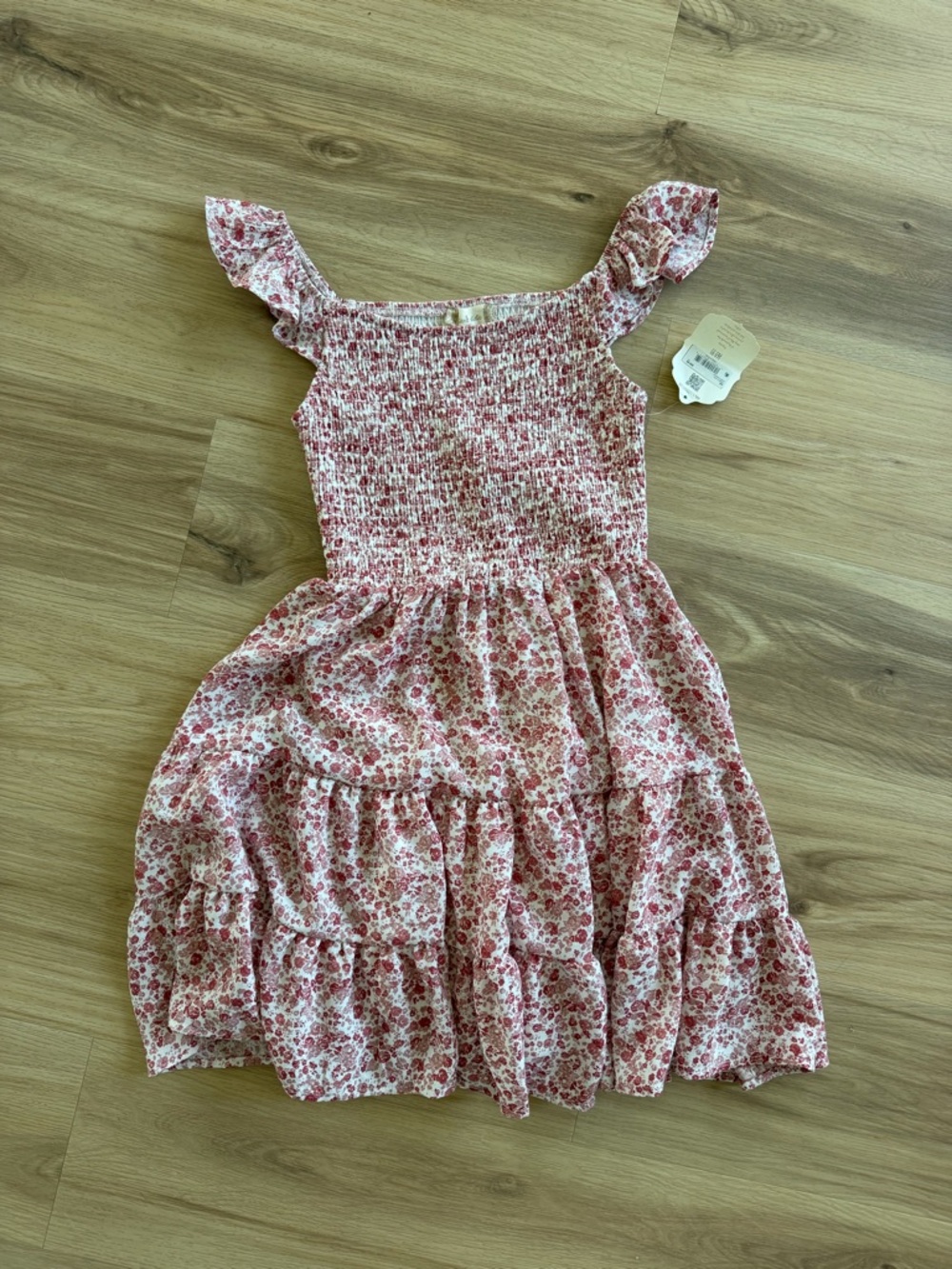 Altar'd State Pink Floral Smocked Tiered Sundress